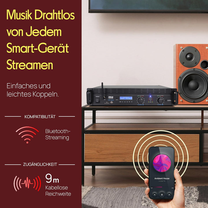 Pyle Verstärker, Mini Verstärker, 2000W- Bluetooth, Amplifier, Stereo, Audio - Rackmount- 2 Kanal mi