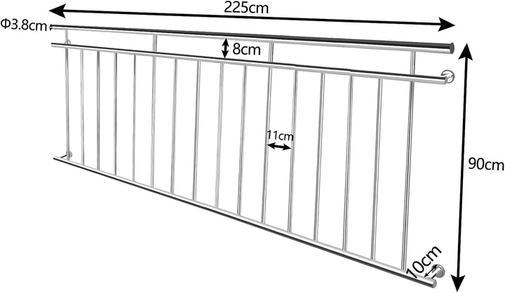 HENGMEI Französischer Balkon Edelstahl Treppengeländer Geländer Fenstergitter Brüstungsgeländer (225