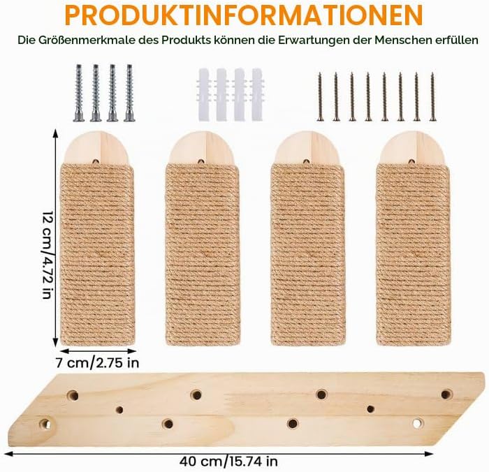 Kletterwand und Leiter für Katzen aus massiver Eiche – Möbel bis 15 kg