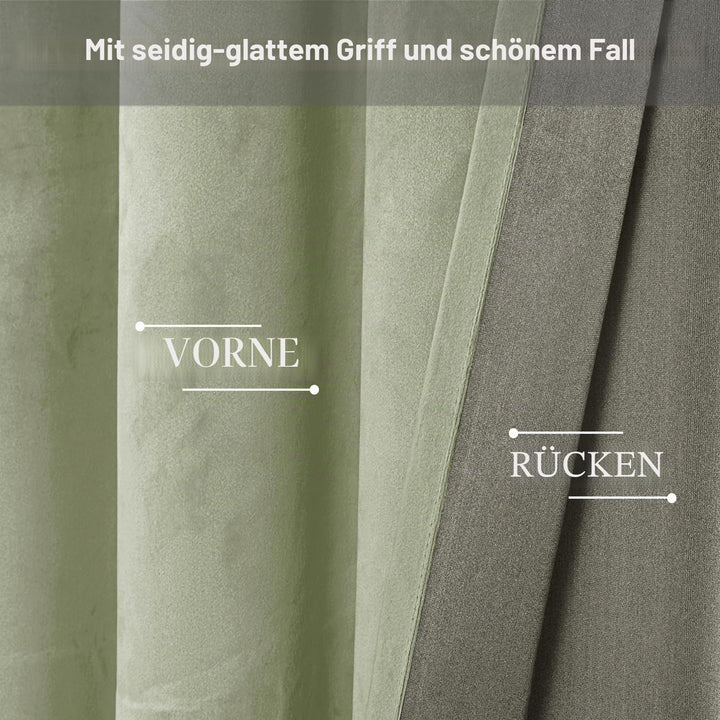 JIUZHEN Verdunklungsvorhang aus Samt,2er Set weiche blickdichte Gardinen mit Ösen für Schlafzimmer,1