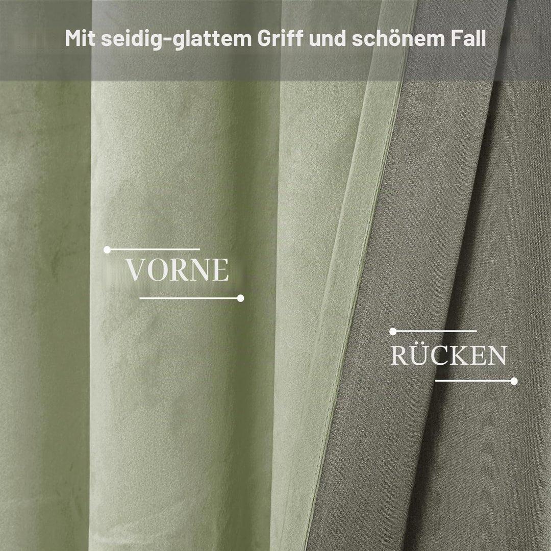 JIUZHEN Verdunklungsvorhang aus Samt,2er Set weiche blickdichte Gardinen mit Ösen für Schlafzimmer,1