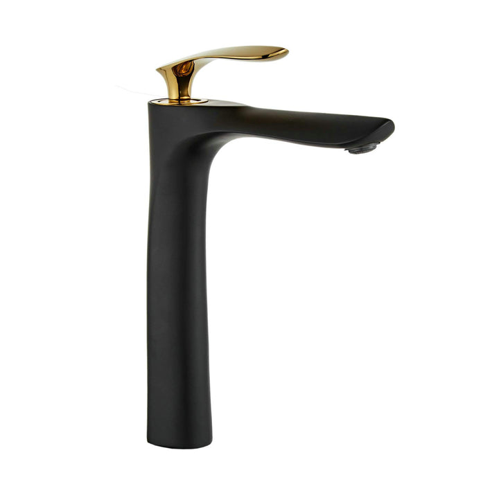 Bad Waschbecken Wasserhahn Hohe Körper Schwarz/Gold Chrom Einhand Einlochmontage Messing Leekayer,LK