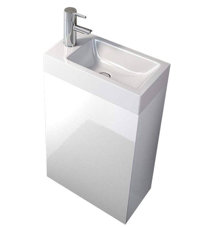 SAM Waschplatz Vega, Kleiner Waschtisch 40 x 22 cm, Weiss Hochglanz, Tür mit Push-Open-Funktion, Kun