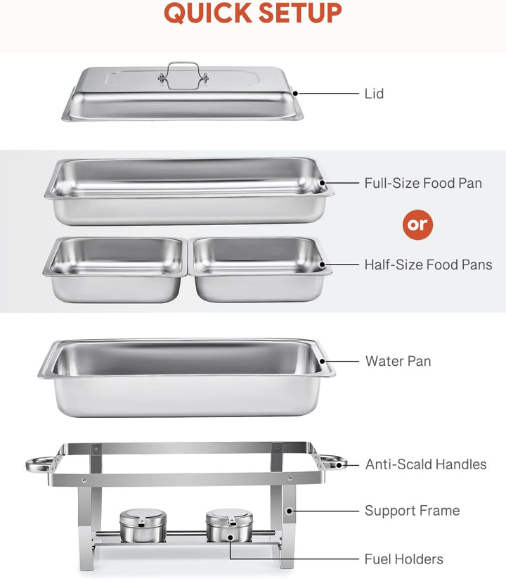 Wilprep Chafing Dish Edelstahl Buffet-Set Warmhaltebehälter Speisenwärmer Wärmebehälter Rechaud für