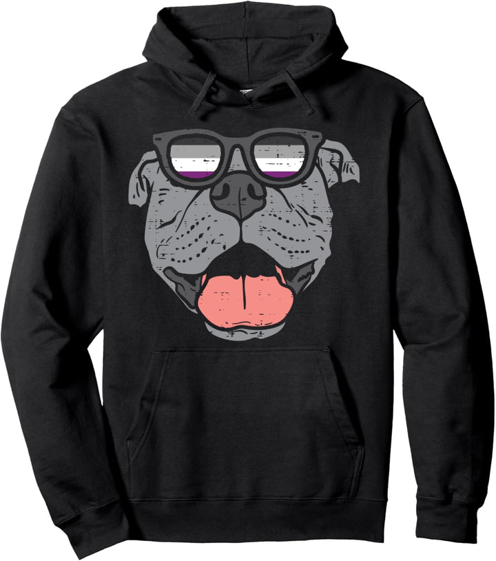 Pitbull Dog LGBTQ Asexual Flag Ace Pride Ally Dog Lover Pullover Hoodie