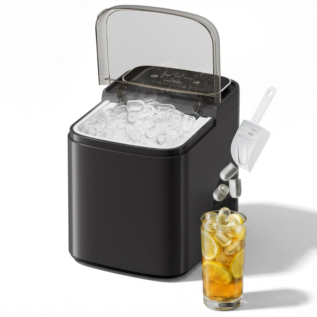 ROVSUN Eiswürfelmaschine Selbstreinigend 12 kg/24 h, 9 Kegeleis in 6-10 Minuten, Eiswürfelbereiter m