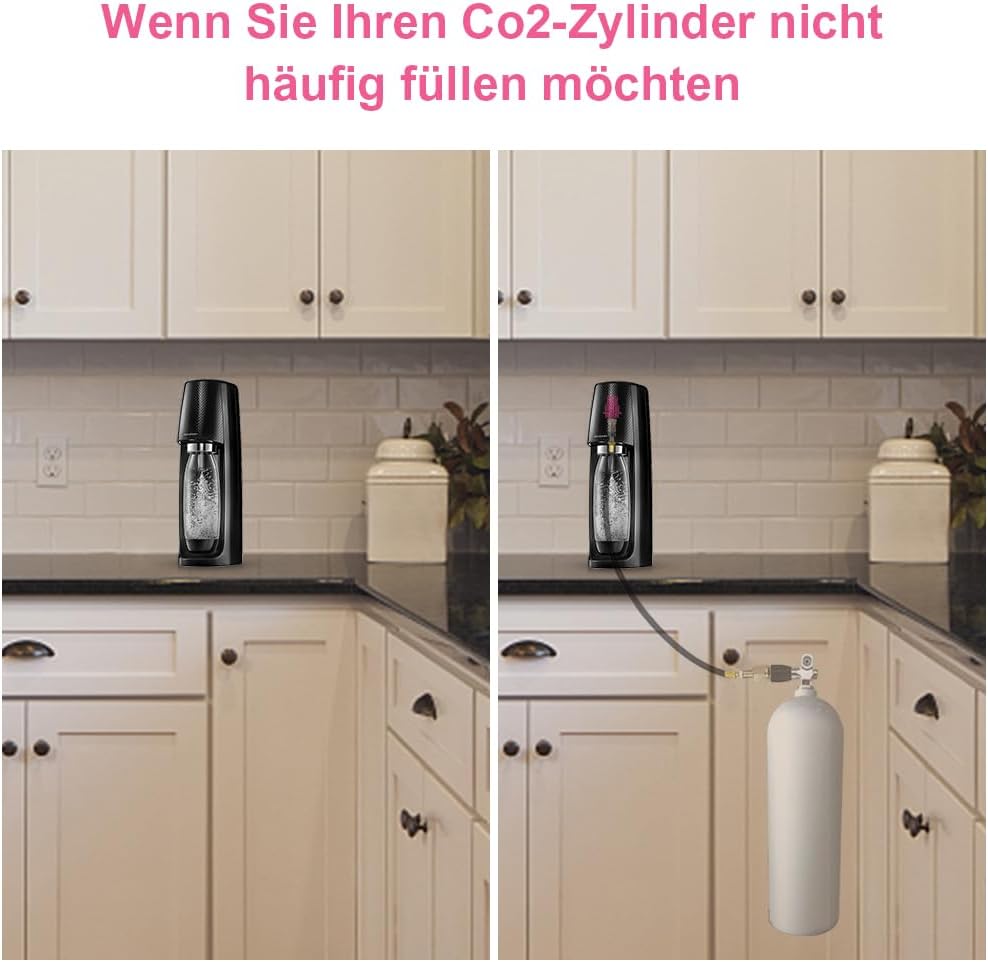 ASOFTY Co2 Adapter Hochdruckschlauch 1.5m für Grössere CO2 Flaschen Kompatibel mit Wassersprudler Du