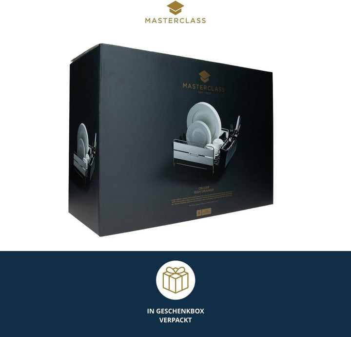 MasterClass Geschirr Abtropfständer Spüle, Edelstahl Abtropfgestell mit rutschfesten Gummifüssen, Ab