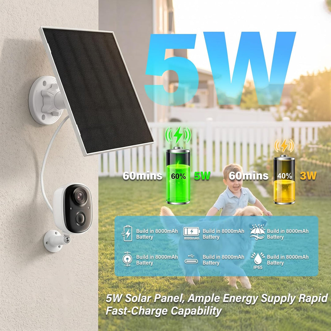 2 Pack 5W/5V Solarpanel mit eingebautem 8000mAh Akku, 3m 3-in-1-Solarladegerät mit Micro-USB-Anschlü