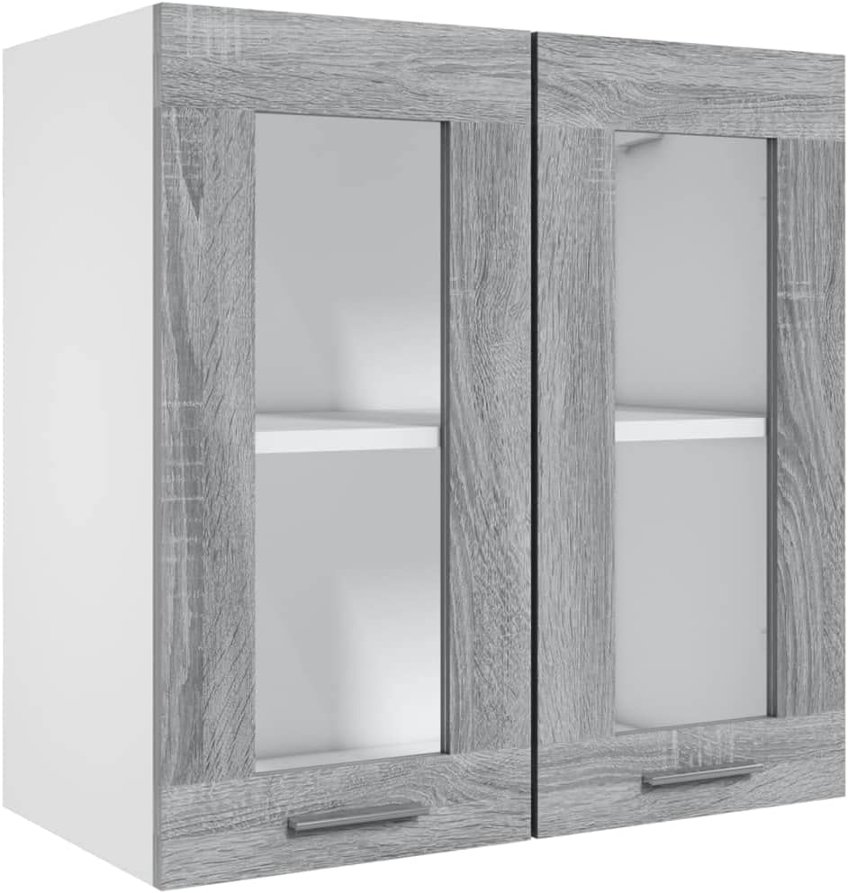 Hängeschrank Glas Grau Sonoma 60x31x60 cm Holz KüChenschrank HäNgeschrank KüChe Vorratsschrank Schra