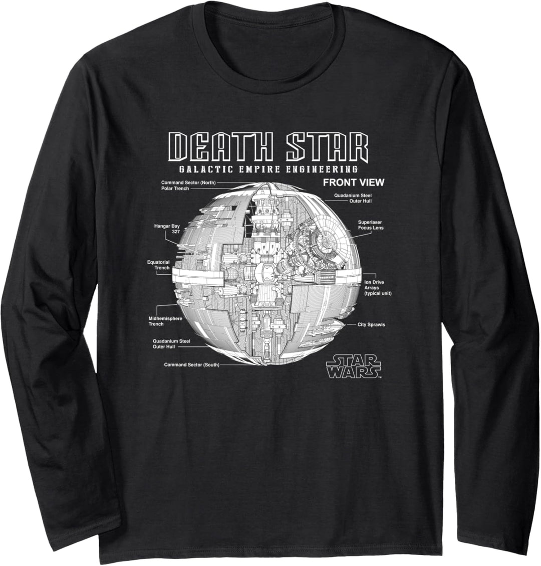 Star Wars Death Star Empire Engineering Diagram Langarmshirt