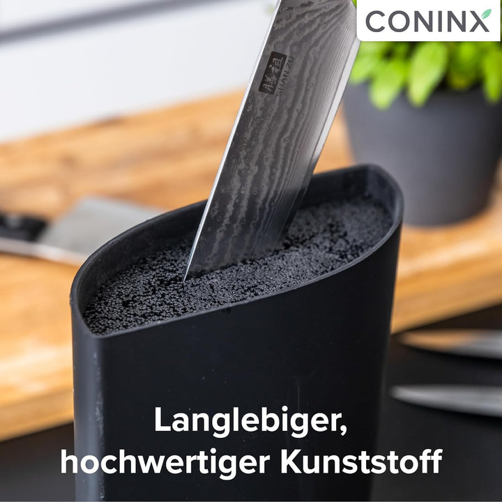 Coninx Messerblock ohne Messer Schwarz - Moderner Messerblock mit flexiblen Lamellen - Universal Mes