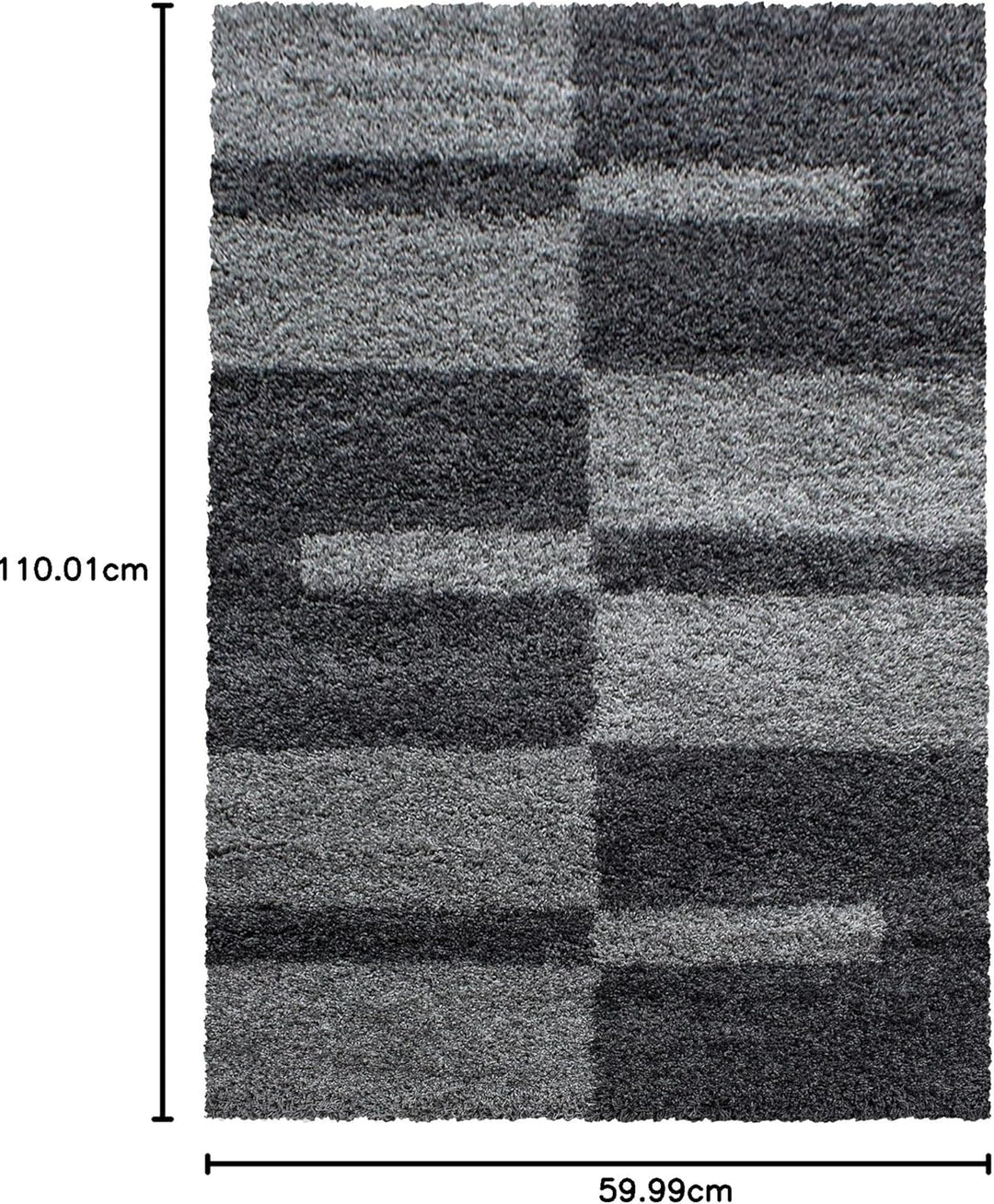 Carpetsale24 Teppich Wohnzimmer Moderne Kariert Design Shaggy Flokati 60 x 110 cm Grau - Hochflor Te