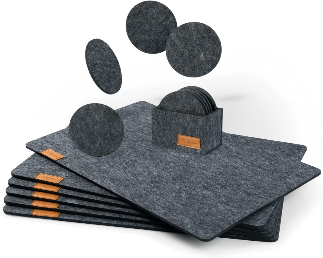 Hoffmann 6er Tischset aus Filz mit Platzsets und Untersetzern I Filzuntersetzer, Platzdeckchen für T