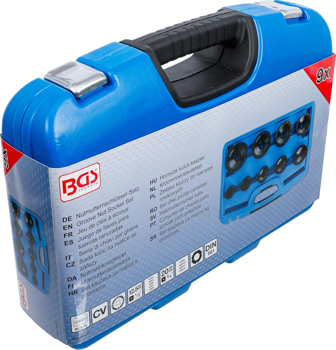 BGS 8327 | Nutmutternschlüssel-Satz | 9-tlg. | Zapfen innen liegend | KM4 - 5 - 6 - 7 - 8 - 9 - 10 -