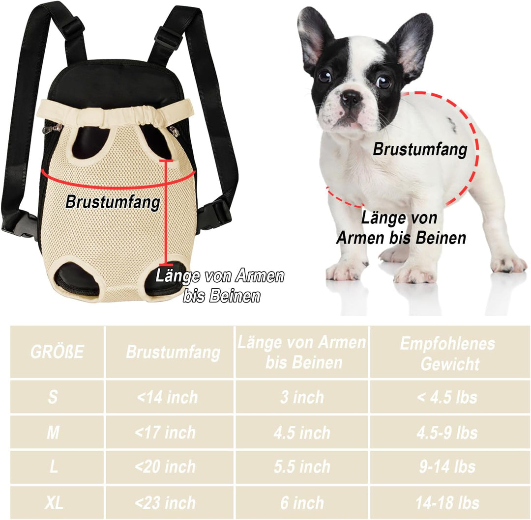FEimaX Hunde Rucksack Hundetragetasche Verstellbar Frontrucksäcke Atmungsaktiv und Bequem Haustier T