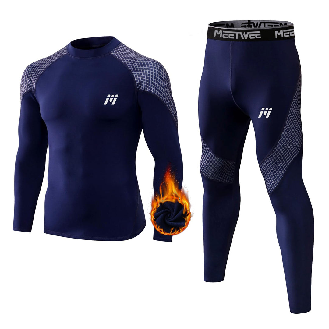 MEETWEE Thermounterwäsche Herren, Funktionsunterwäsche Winter Skiunterwäsche Suit Atmungsaktiv Therm