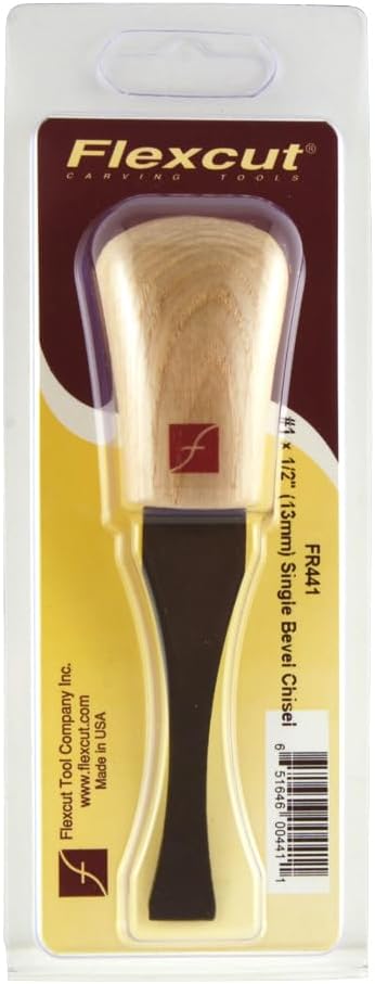 Flexcut #1 Palmmeissel, Hartstahl, massiver Eschenholzgriff, 1/2 Zoll (FR441) #1 - 1/2 Inch Handmeis
