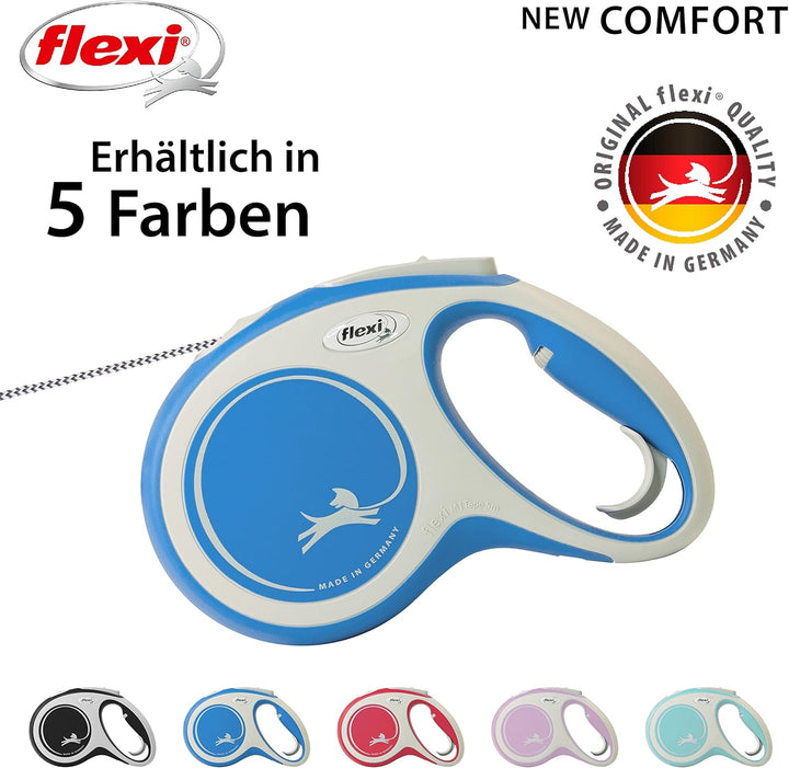 Flexi Leine New Comfort, Hundeleine Katzenleine Rollleine, Blau, M 20kg / 5m Seil Blau M 20kg / 5m S