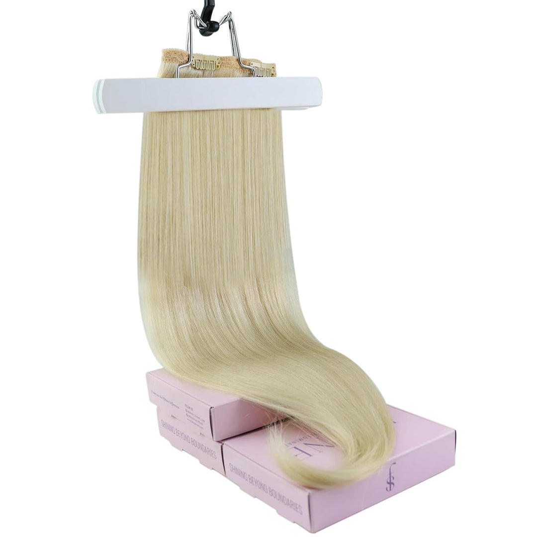 Fshine Clip in Extensions Echthaar Blond 35cm 120g Glatt Haarverlängerung Echthaar Extensionsin Clip