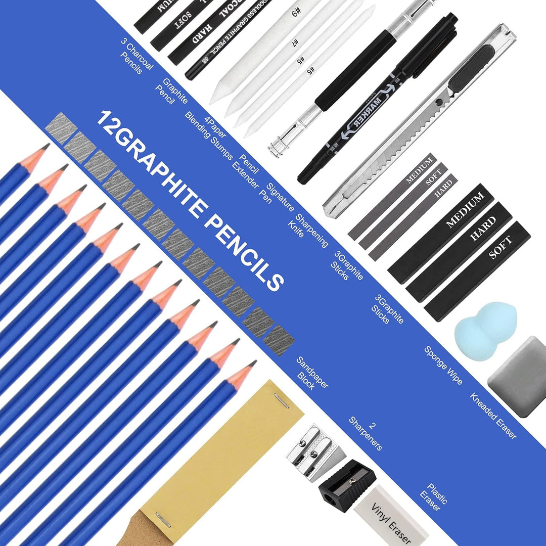 36Stück Skizzierstifte Set,Sketching Pencil Zeichenset Bleistifte Skizzieren Zeichenstifte Profi Art