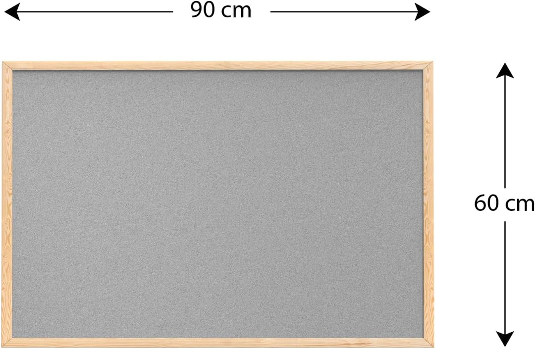 ALLboards helles Grau Pinnwand mit Holz Rahmen 90x60cm Korktafel Korkwand Pinnwand Kork Grau Oberflä