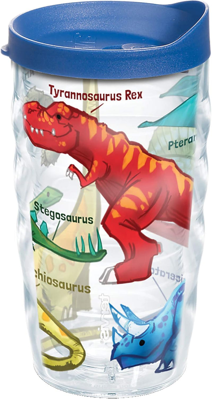 Tervis Dinosaurier-Becher, isoliert, Kunststoff, transparent 10oz Wavy - Blue Lid Klar - Tritan, 10o