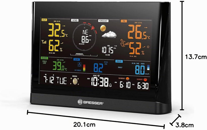 Bresser zusätzliche Basisstation für 7003300 WLAN Comfort Wettercenter Funk Wetterstation mit Farbdi