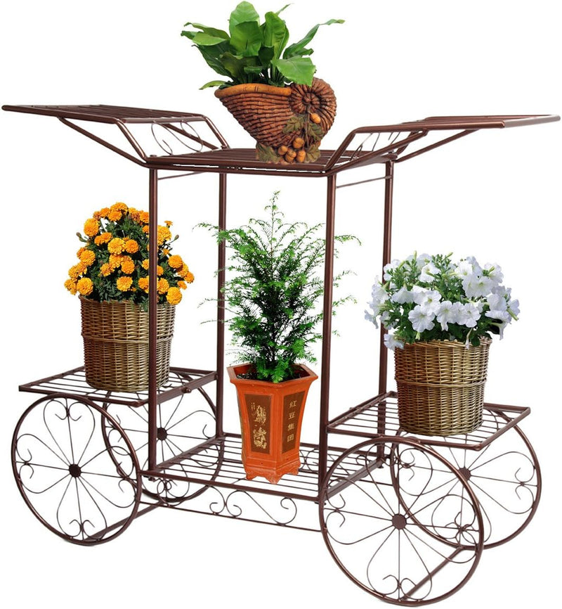Blumentreppe 2 Ebenen, Aus Metall, Blumenständer für innen und aussen, HBT: ca. 67x 79 x 25 cm (Bron
