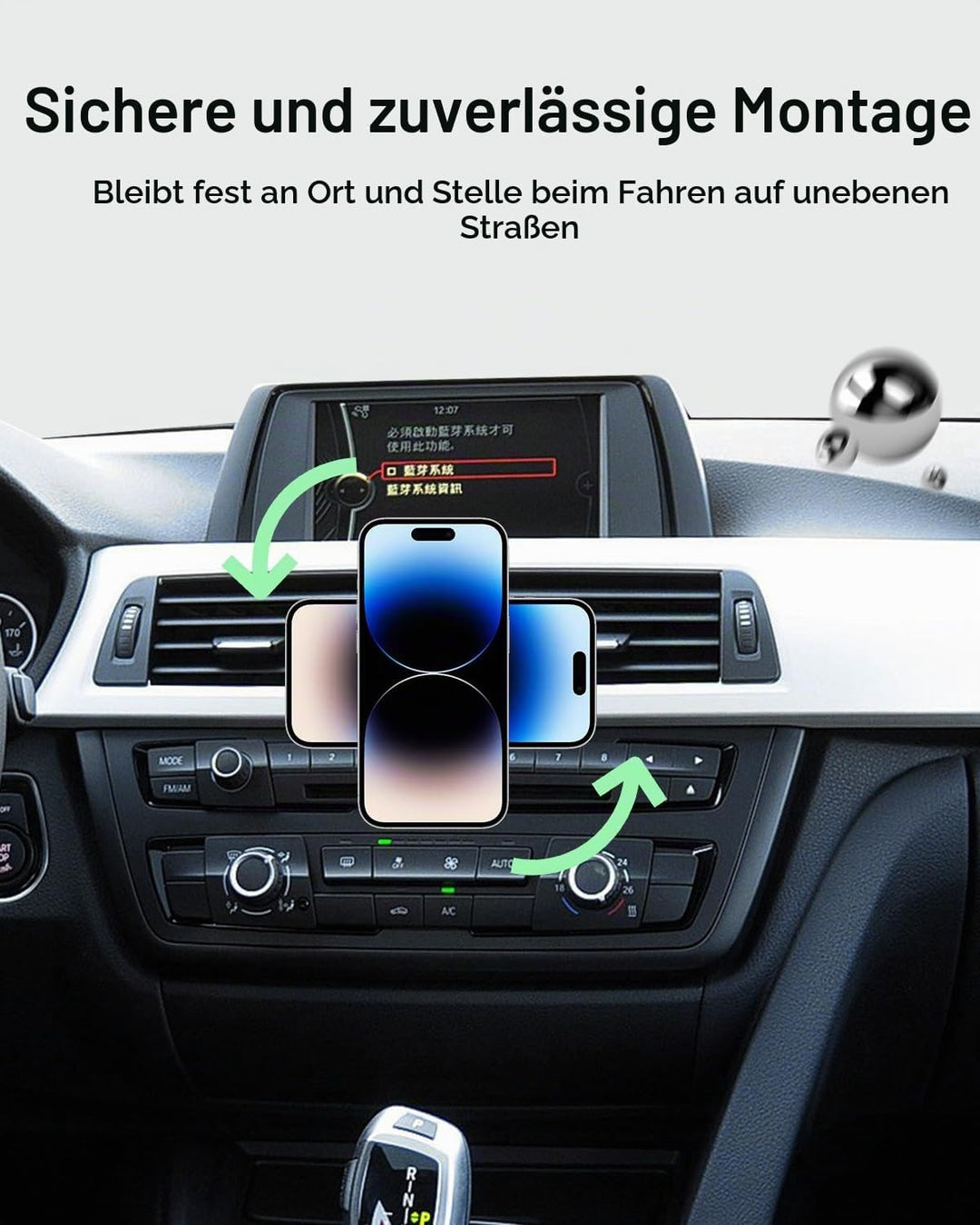Magnet Handyhalterung kompatibel mit BMW F20 F30 F31 F32 F33 F34 2013-2018 360 Grad einstellbares Ko