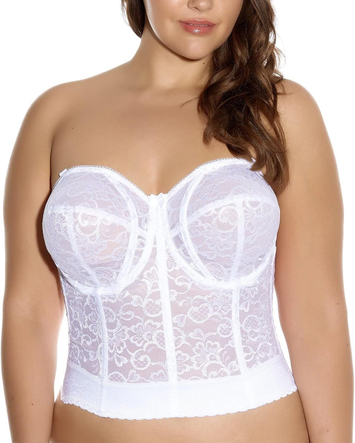 GODDESS womens Lace Bustier Bra 34FF Weiss/Opulenter Garten, 34FF Weiss/Opulenter Garten