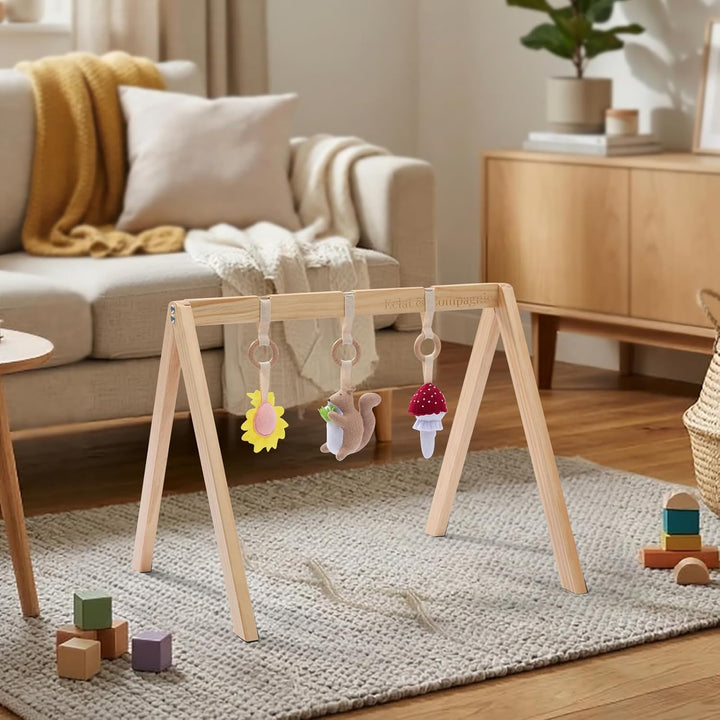 Eclat & Compagnie - Spielbogen für Babys aus Holz – Montessori Portal mit graviertem Logo – stabile