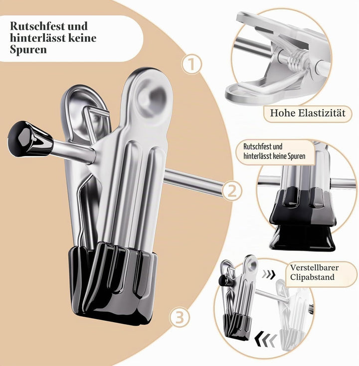 Hosenbügel aus Metall, 20er Set, Rockbügel, 40 cm lang, Kleiderbügel mit Verstellbaren Clips für Hos