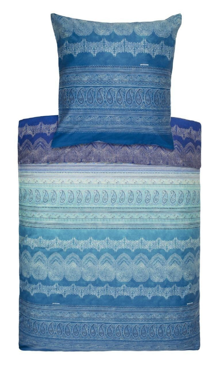 Bassetti BRUNELLESCHI Bettwäsche + 2 Kissenhüllen aus 100% Baumwollsatin in der Farbe Türkis V2, Mas