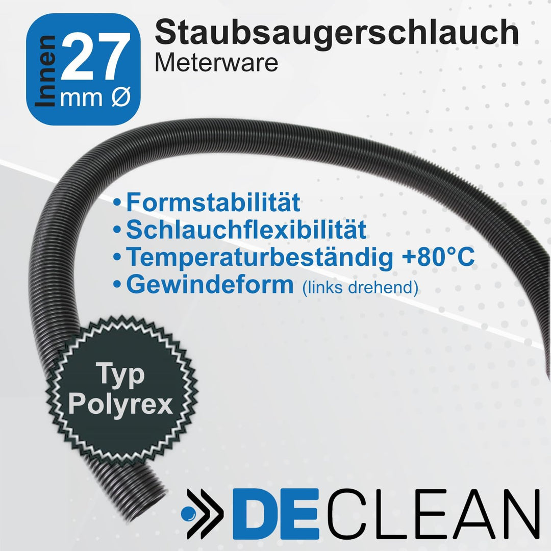 DeClean Saugschlauch 27-28 mm Absaugschlauch Schlauch Universal Meterware Elektrowerkzeuge, Säge, Sc