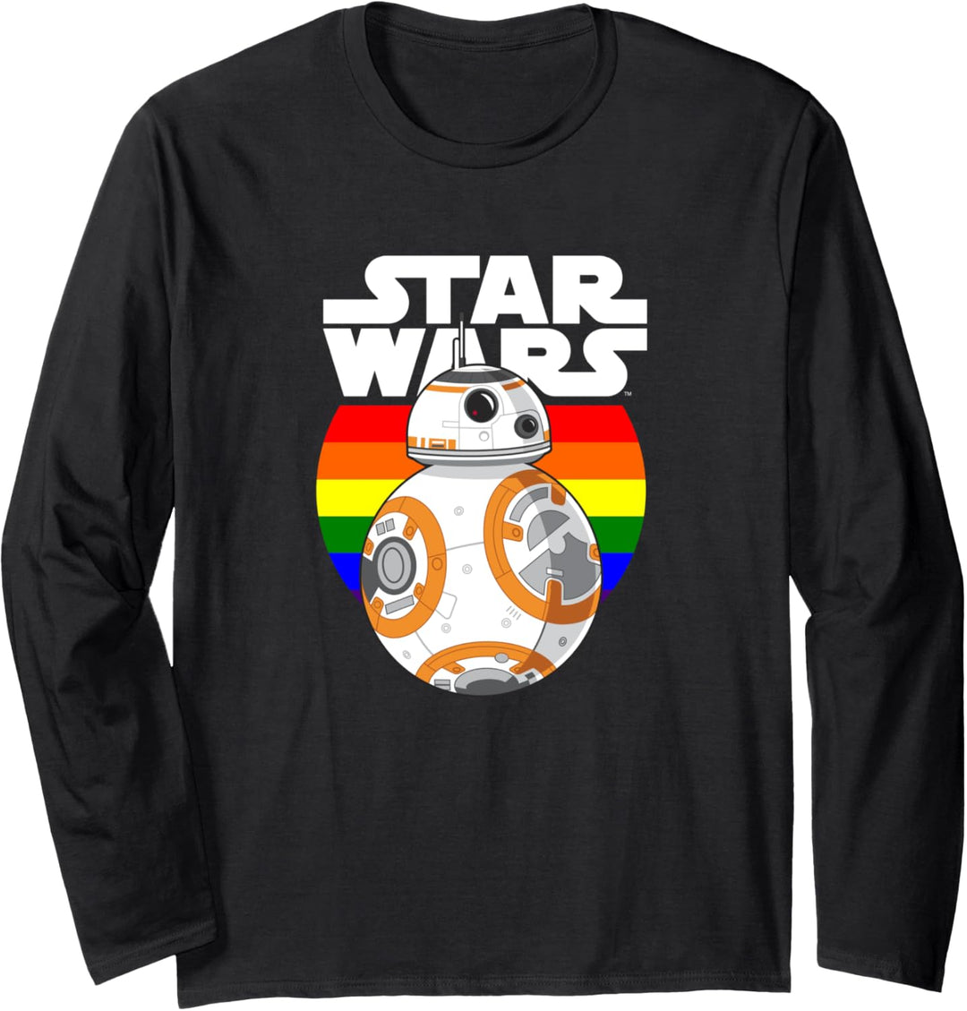 Star Wars BB-8 Pride Rainbow Circle Background Langarmshirt