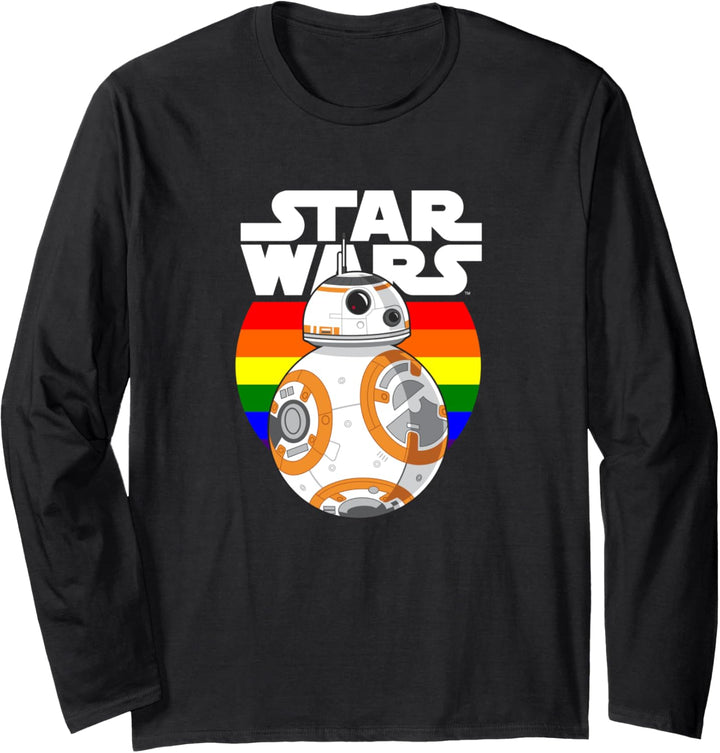 Star Wars BB-8 Pride Rainbow Circle Background Langarmshirt