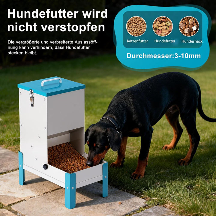 Futterautomat Hund Trockenfutter, Metall-Futterspender für Katzen/Hunde, mit Abnehmbarem Näpfe, für