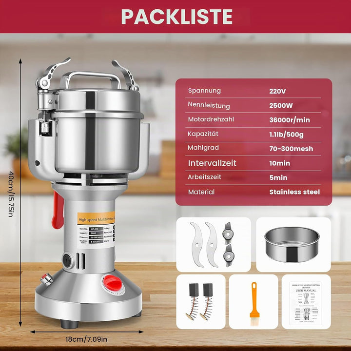 Kotsy Tragbare Getreidemühle ,Herb Grain Spice Getreidemühle Mühle Mehl Pulver Maschine 220 V,3 Klin