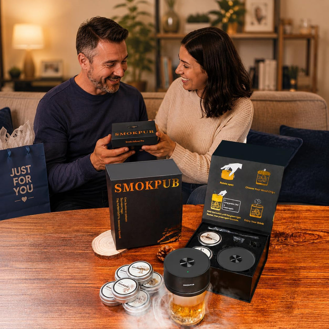 Elektrisches Whisky Smoker Set, Cocktail Smoker Kit mit 6 Holzspänen, Whiskey Smoker Kit Mit Eingeba