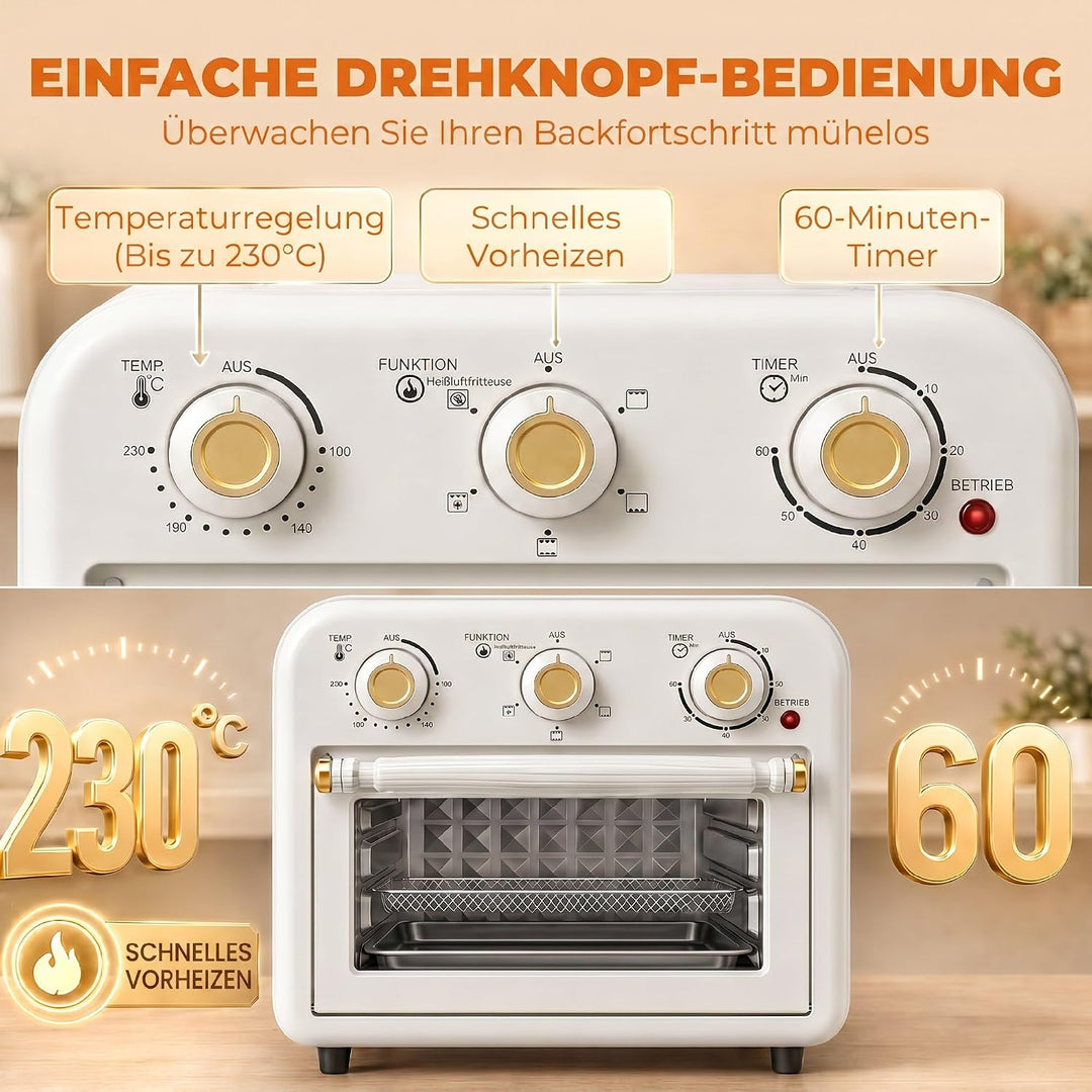HOMCOM Heissluftfritteuse 12 Liter Mini Backofen mit Umluft 5 Programme