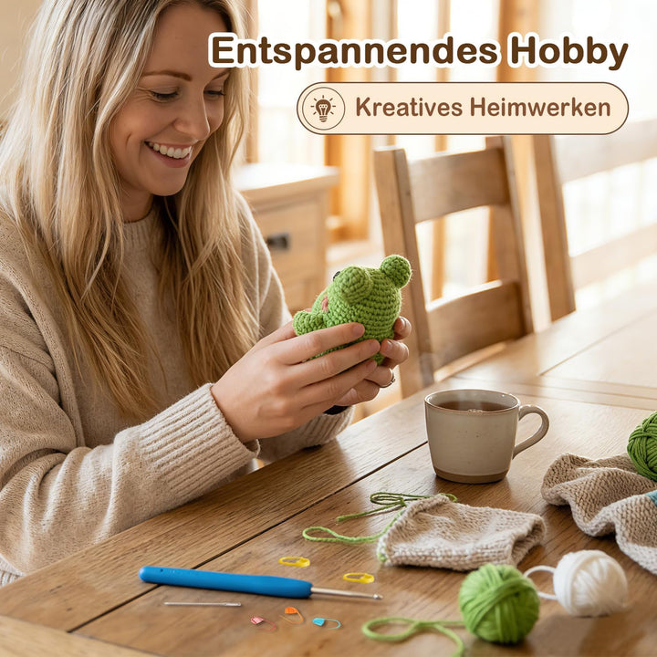 Häkel-Set für Anfänger, Häkel-Kit für Absolute Neulinge mit Schritt-für-Schritt-Videoanleitungen, Hä