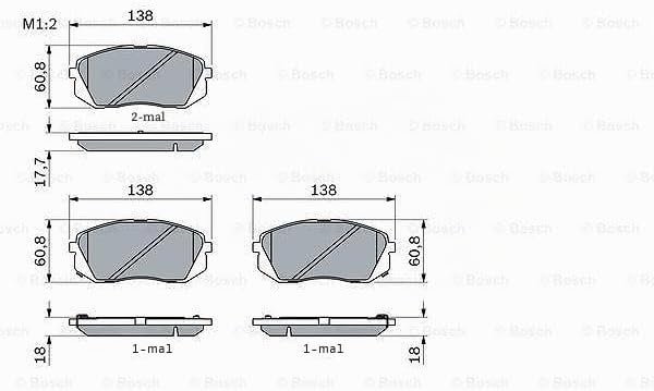 Bosch BP1480 Bremsbeläge - Vorderachse - ECE-R90 Zertifizierung - vier Bremsbeläge pro Set Einzelbet