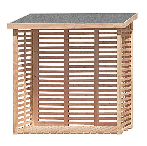 Gartenpirat Holzunterstand für Kaminholz Hylla aussen mit Rückwand Lärche – Kaminholzregal für 2 m³