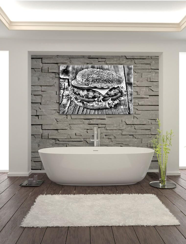 Pixxprint Leckerer Cheeseburger als Leinwandbild | Grösse: 100x70 | Wandbild| Kunstdruck | fertig be