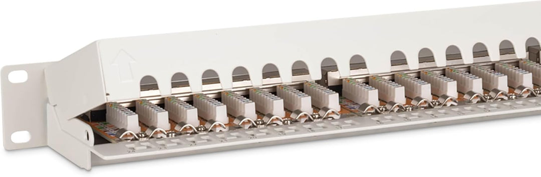 DIGITUS Patchpanel - 19-Zoll - Cat-6 - 24-Port RJ45 - Geschirmt - LSA Patch-Feld - Rack-Montage 1HE