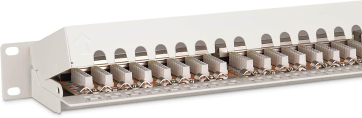 DIGITUS Patchpanel - 19-Zoll - Cat-6 - 24-Port RJ45 - Geschirmt - LSA Patch-Feld - Rack-Montage 1HE