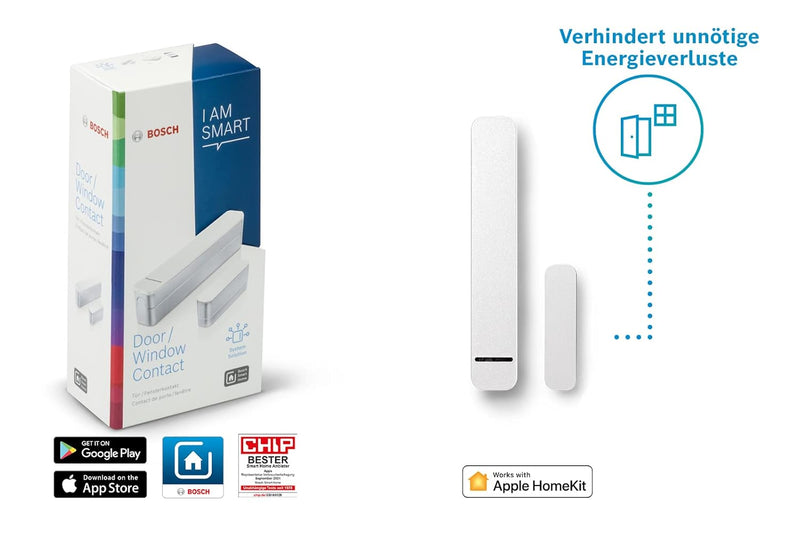 Bosch Smart Home Tür-/Fensterkontakt, Alarmanlage, Einbruchschutz, kompatibel mit Apple HomeKit, Bat