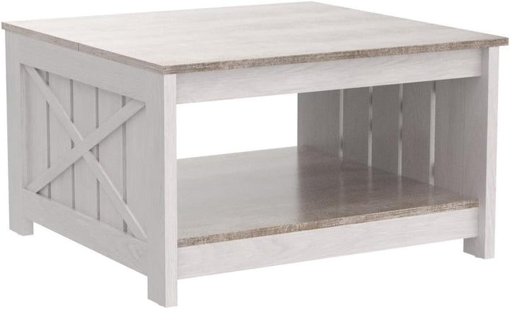 YITAHOME Couchtisch, Quadratischer Wohnzimmertisch 2-stöckiger, Couchtisch mit Stauraum für Couch Sc