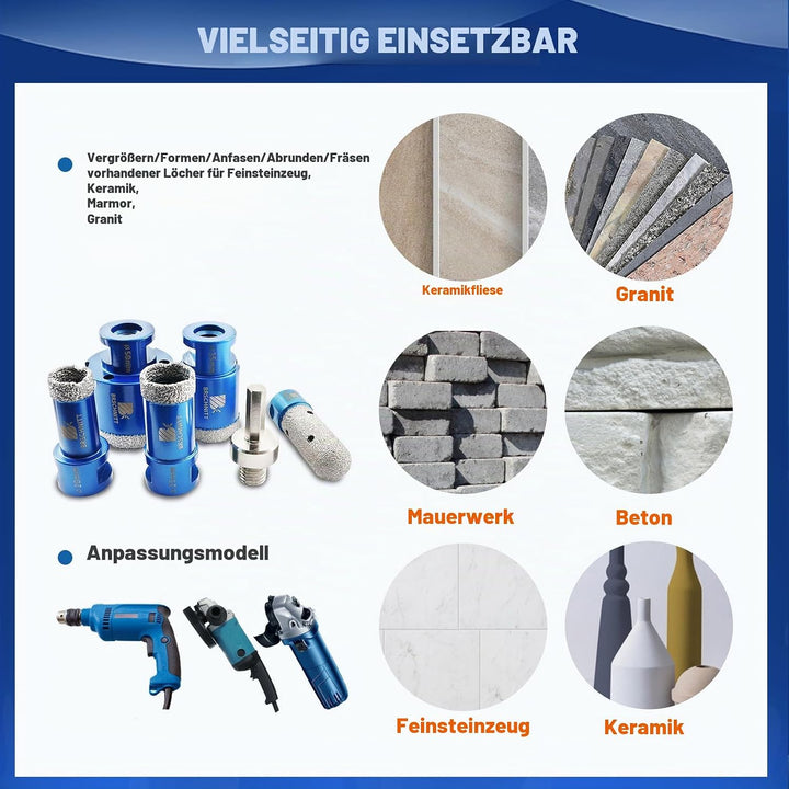 Diamantbohrer Fliesenbohrer Set - 20/25/35/50mm Diamantbohrer &amp; 20mm Diamant Fingerfräser ein Adapte